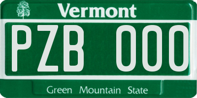 VT license plate PZB000