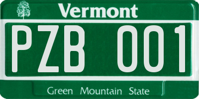 VT license plate PZB001