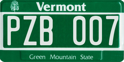 VT license plate PZB007