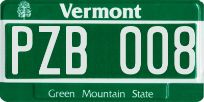 VT license plate PZB008