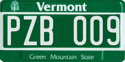 VT license plate PZB009