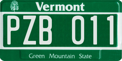 VT license plate PZB011