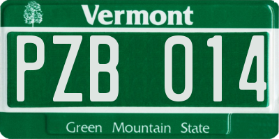 VT license plate PZB014