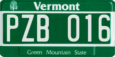 VT license plate PZB016