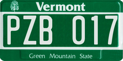 VT license plate PZB017