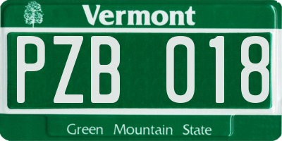 VT license plate PZB018