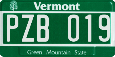 VT license plate PZB019
