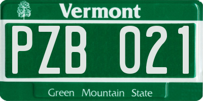VT license plate PZB021