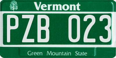 VT license plate PZB023