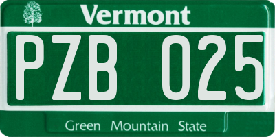 VT license plate PZB025