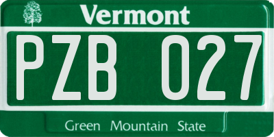 VT license plate PZB027