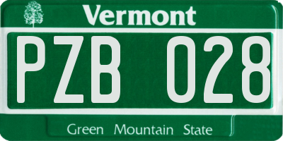 VT license plate PZB028