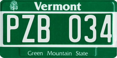 VT license plate PZB034