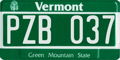 VT license plate PZB037