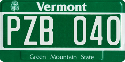 VT license plate PZB040