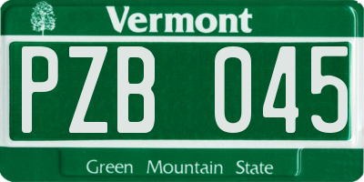 VT license plate PZB045