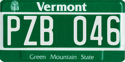 VT license plate PZB046