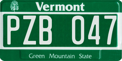 VT license plate PZB047