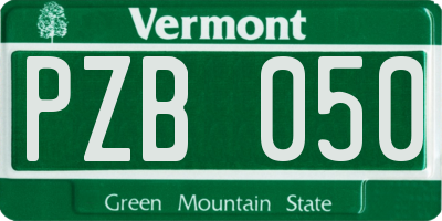 VT license plate PZB050