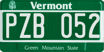 VT license plate PZB052