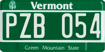 VT license plate PZB054