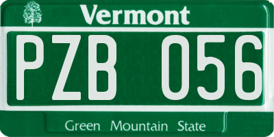 VT license plate PZB056