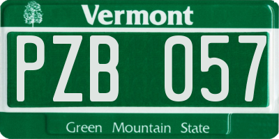 VT license plate PZB057