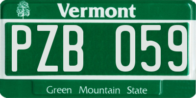 VT license plate PZB059