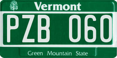 VT license plate PZB060