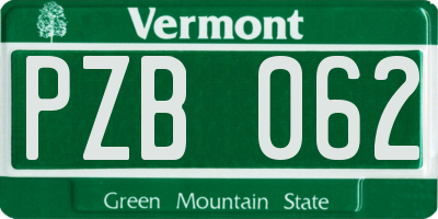 VT license plate PZB062