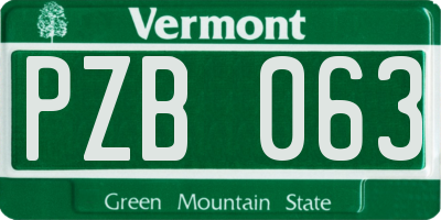 VT license plate PZB063