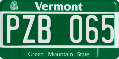 VT license plate PZB065