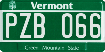 VT license plate PZB066