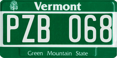 VT license plate PZB068