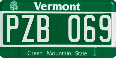 VT license plate PZB069
