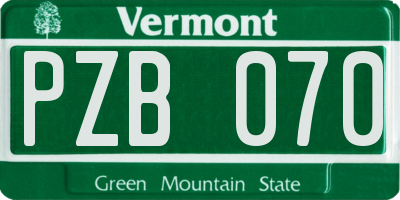 VT license plate PZB070