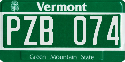 VT license plate PZB074