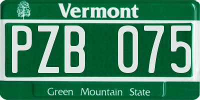 VT license plate PZB075