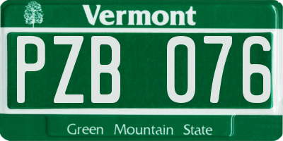 VT license plate PZB076