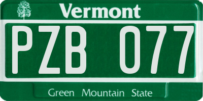 VT license plate PZB077