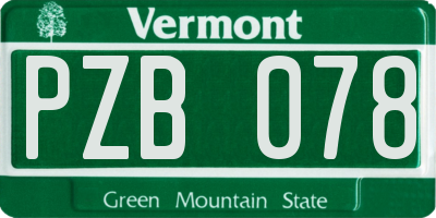 VT license plate PZB078
