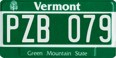 VT license plate PZB079
