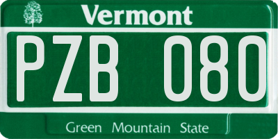 VT license plate PZB080