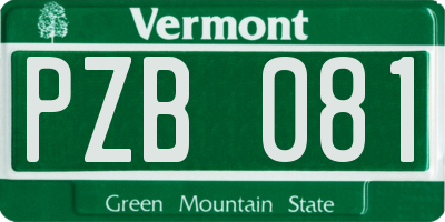 VT license plate PZB081