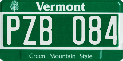 VT license plate PZB084