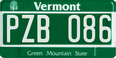 VT license plate PZB086