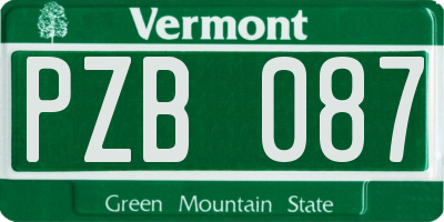 VT license plate PZB087