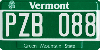 VT license plate PZB088