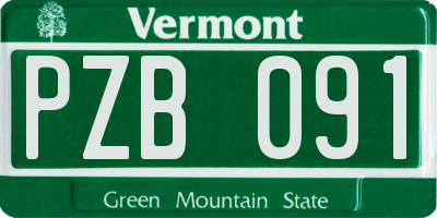 VT license plate PZB091