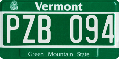 VT license plate PZB094